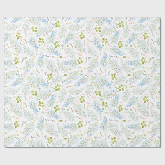Classy Light Blue Floral Pattern Cadeaupapier (Vlak)