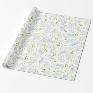 Classy Light Blue Floral Pattern Cadeaupapier