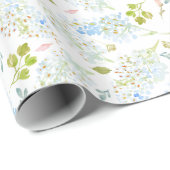 Classy Light Blue Floral Pattern Cadeaupapier (Rol Hoek)