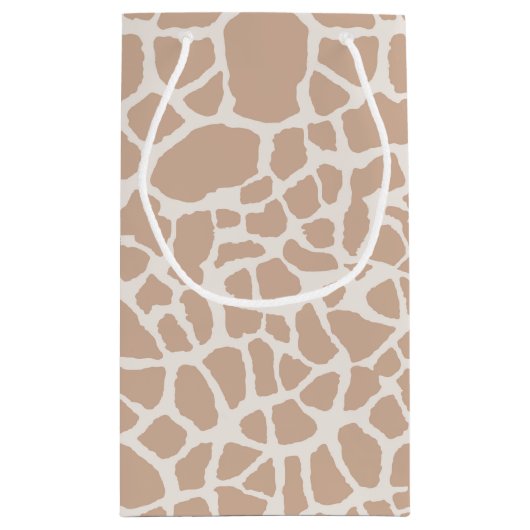 Classy Light Brown Giraffe Print Monogram en naam Klein Cadeauzakje (Achterkant)