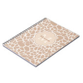 Classy Light Brown Giraffe Print Monogram en naam Notitieboek (Linkerzijde)