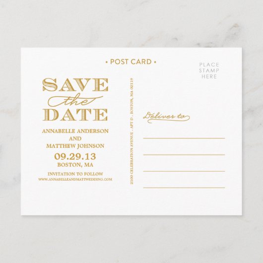 Classy Lijst Save the Date Briefkaart (Achterkant)