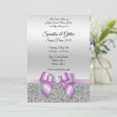 Classy Lila Bow & Silver Glitter Prom Kaart (Staand voorkant)