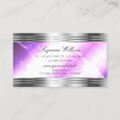 Classy Lila Silver Shimmer Borders met Monogram Visitekaartje (Achterkant)