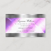Classy Lila Silver Shimmer Borders Sophisticated Visitekaartje (Achterkant)