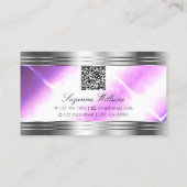 Classy Lila Silver Shimmer grenzen met QR-code Visitekaartje (Achterkant)