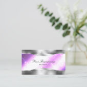 Classy Lila Silver Shimmer grenzen met QR-code Visitekaartje (Staand voorkant)