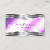Classy Lila Silver Shimmer grenzen met QR-code Visitekaartje (Voorkant)