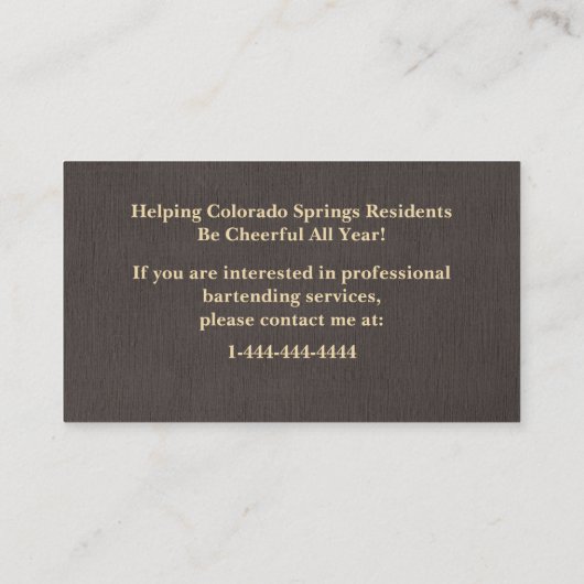 Classy Linen Mixologist Bartender Visitekaartje (Achterkant)