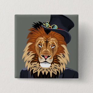 Classy Lion Vierkante Button 5,1 Cm
