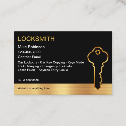 Classy Locksmith Gold House Cartes de visite clés (Devant)
