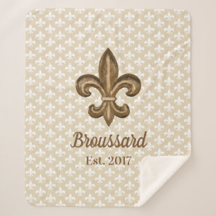 Classy Louisiana French Fleur De Lis Familienaam Sherpa Deken