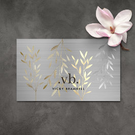 Classy Luxe Goud & Zilveren bladeren Monogram Salo Visitekaartje