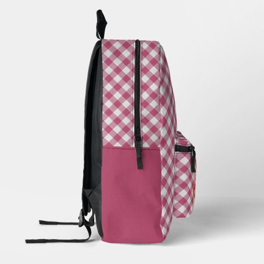 Classy magenta rood roze gingham check patroon bedrukte rugzak (Links)