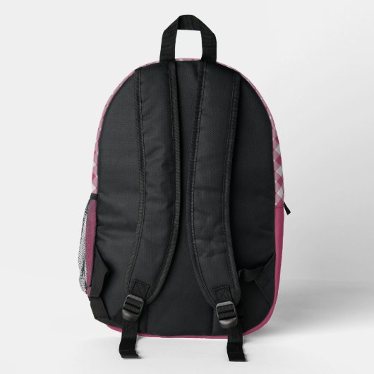 Classy magenta rood roze gingham check patroon bedrukte rugzak (Achterkant)