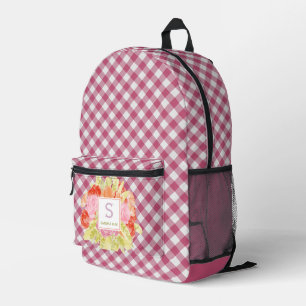Classy magenta rood roze gingham check patroon bedrukte rugzak