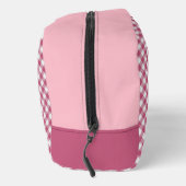 Classy magenta rood roze gingham check patroon toilettasje (Rechts)