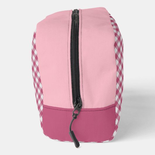 Classy magenta rood roze gingham check patroon toilettasje (Rechts)