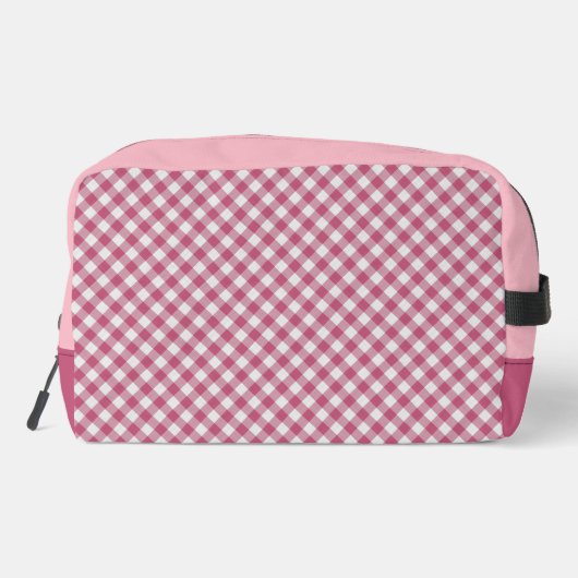 Classy magenta rood roze gingham check patroon toilettasje (Achterkant)