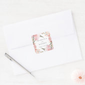 Classy Magnolia Custom Wedding Vierkante Sticker (Envelop)