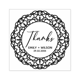 CLASSY MANDALA AANGEPASTE SCRIPT BEDANKT BRUILOFT RUBBERSTEMPEL