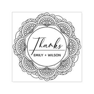 CLASSY MANDALA CUSTOM SCRIPT BEDANKT WEDING ZELFINKTENDE STEMPEL