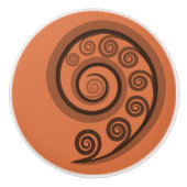 Classy Mandarin-Oranje Curly Swirls Ceramic Knob. Keramische Knop (Voorkant)