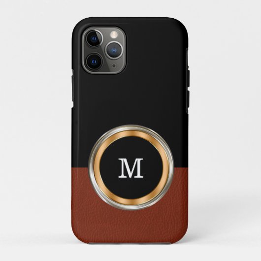 Classy Mannen Monogram Lederen Kunst Case-Mate iPhone Case (Achterkant)