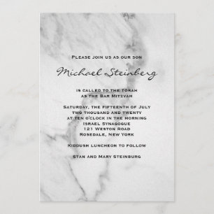 Classy Marble Bar Mitswa Uitnodiging