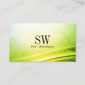 Classy Marble Green Curved Decor met Monogram Visitekaartje (Voorkant)
