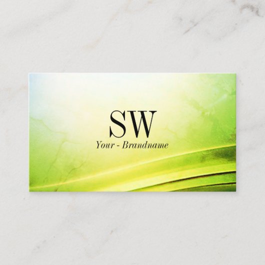 Classy Marble Green Curved Decor met Monogram Visitekaartje (Voorkant)