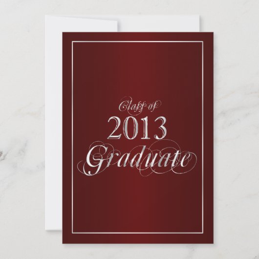 Classy Maroon en Silver 2013 Afstuderen uitnodigin Kaart (Voorkant)
