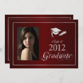 Classy Maroon & Silver 2012 Afstuderen Foto uitnod Kaart (Voorkant / Achterkant)