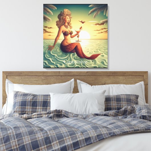 Classy Martini Zeemeermin Thunder_Cove Canvas Afdruk (Insitu (Slaapkamer))