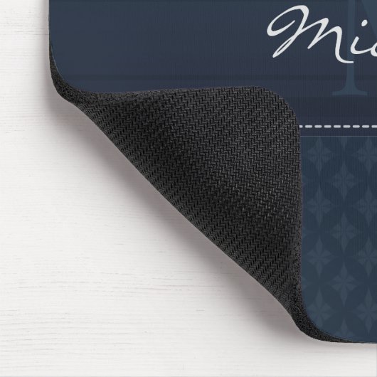 Classy Masculine Dark Blue Custom Monogram Muismat (Hoek)