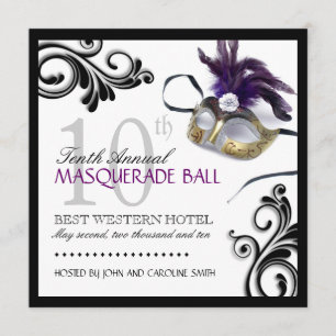 Classy Masquerade Invitation Kaart