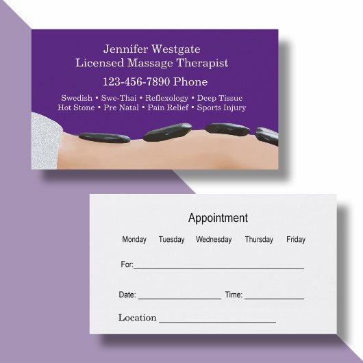 Classy Massage Appointment Visitekaartjes