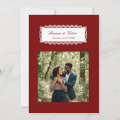 Classy Maximalist Victorian Heart Wine Red Wedding Kaart (Achterkant)