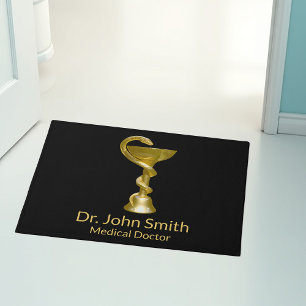 Classy Medical Bowl Hygieia Snake Gold Caduceus Deurmat