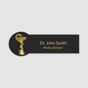 Classy Medical Bowl Hygieia Snake Gold Caduceus Naamplaatje