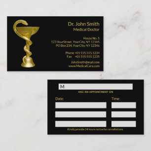 Classy Medical Bowl Snake Hygieia Gold Caduceus Afsprakenkaartje