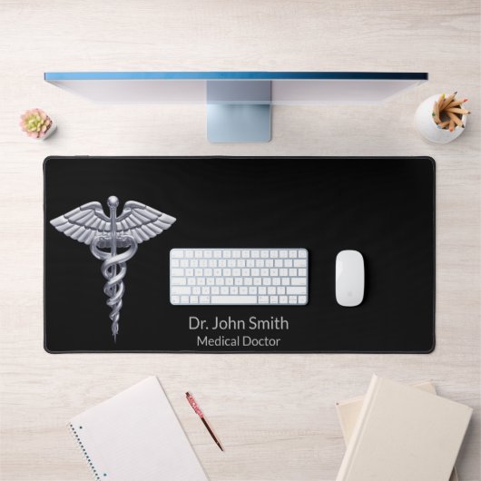 Classy Medical Caduceus Silver op Black Bureaumat (Kantoor 1)