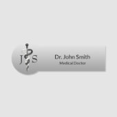 Classy Medical Elegant Noble Black White Asclepius Naamplaatje (Voorkant)