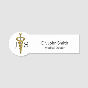 Classy Medical Elegant Noble Gold Silver Asclepius Naamplaatje