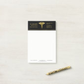 Classy Medical Gold Caduceus Black Post-it® notes (Op bureau)