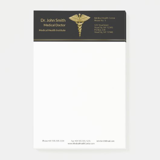 Classy Medical Gold Caduceus Black Post-it® notes (Voorkant)