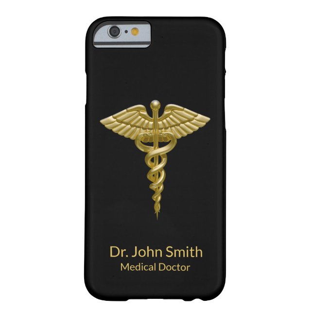 Classy Medical Gold Caduceus op Black iPhone Case (Achterkant)