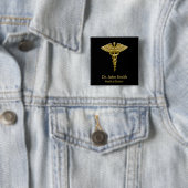 Classy Medical Gold Caduceus op zwart - Button (In situ)