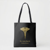 Classy Medical Gold Caduceus op zwart - Canvas tas (Voorkant)