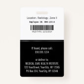 Classy Medical Silver Caduceus op zwarte foto-ID Badge (Achterkant)